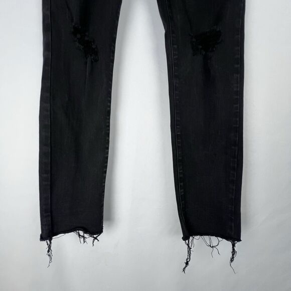 Judy Blue Charcoal Black Slim Fit Raw Hem Distressed Knee Jeans Size 1 | 25 - Picture 4 of 8